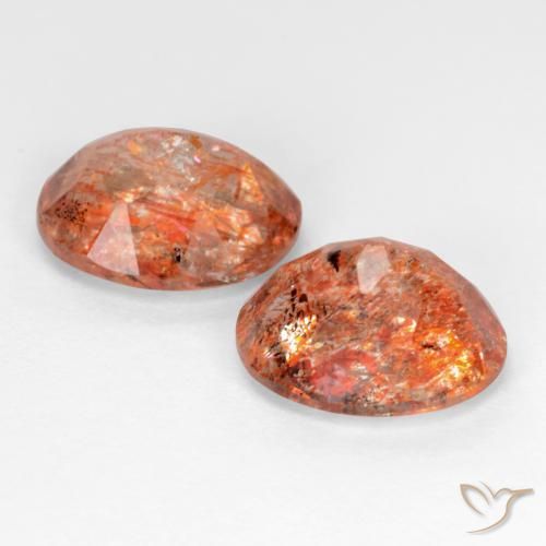 Sunstone Gemstones in 10 x 8 mm (calibrated) Size for Sale, Sunstone Stones in Medium Orange Color