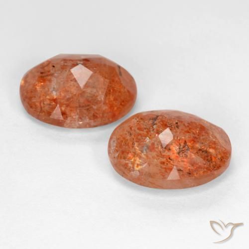 Sunstone Gemstones in 10 x 8 mm (calibrated) Size for Sale, Sunstone Stones in Reddish Orange Color