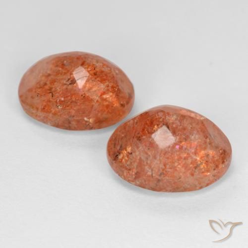 Sunstone Gemstones in 10 x 8 mm (calibrated) Size for Sale, Sunstone Stones in Grapefruit Orange Color