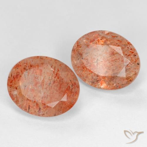 4.96 ctw Orange Sunstone Stones, Natural Sunstone in Oval Facet Shape for Sale