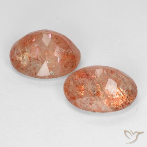 Sunstone Gemstones in 10 x 8 mm (calibrated) Size for Sale, Sunstone Stones in Grapefruit Orange Color