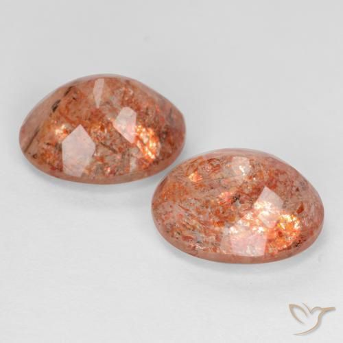Sunstone Gemstones in 10 x 8 mm (calibrated) Size for Sale, Sunstone Stones in Grapefruit Orange Color