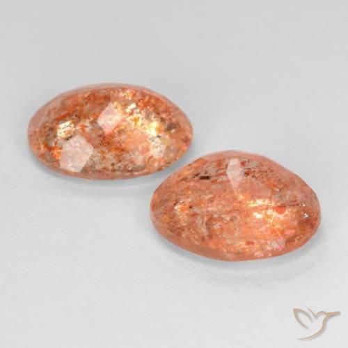 Sunstone Gemstones in 10 x 8 mm (calibrated) Size for Sale, Sunstone Stones in Grapefruit Orange Color