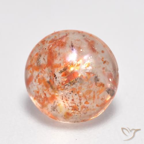 1,04ct Cabochon rotondo arancione Eliolite o pietra del sole dall'India, Dimension 6,9mm, Natural non trattati Gemstone, Translucent Clarity, 1 piece Eliolite o pietra del sole in Arancio Medio Color, Mohs Hardness of 6 - 6,5, Photo A