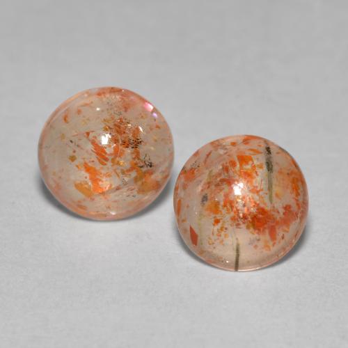 Warm Orange Sunstone Gem - 0.7ct Round Cabochon (ID: 566452)