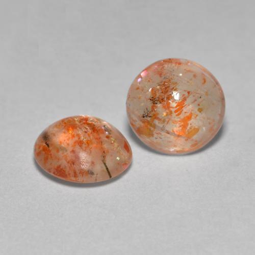 1.29 ctw Orange Sunstone Stones, Natural Sunstone in Round Cabochon Shape for Sale