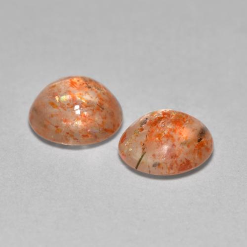 Sunstone Gemstones in 5.7 mm Size for Sale, Sunstone Stones in Warm Orange Color