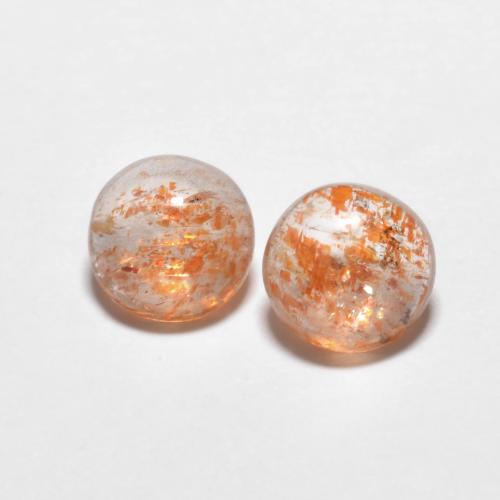 Warm Orange Sunstone Gem - 0.6ct Round Cabochon (ID: 566454)