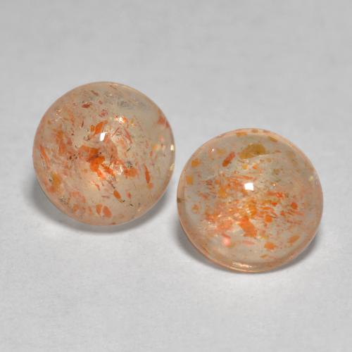 Light Peach Orange Sunstone Gem - 0.7ct Round Cabochon (ID: 566456)