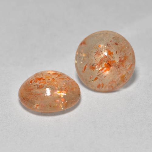 1.48 ctw Orange Sunstone Stones, Natural Sunstone in Round Cabochon Shape for Sale