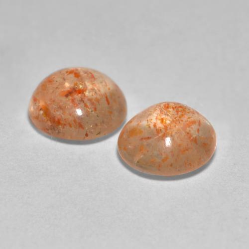 Sunstone Gemstones in 6 mm (calibrated) Size for Sale, Sunstone Stones in Light Peach Orange Color