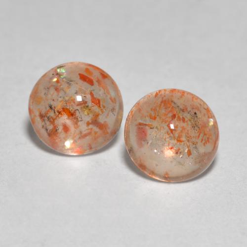 Medium Orange Sunstone Gem - 0.6ct Round Cabochon (ID: 566457)