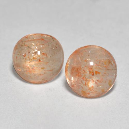 Light Tiger Orange Sunstone Gem - 0.7ct Round Cabochon (ID: 566460)