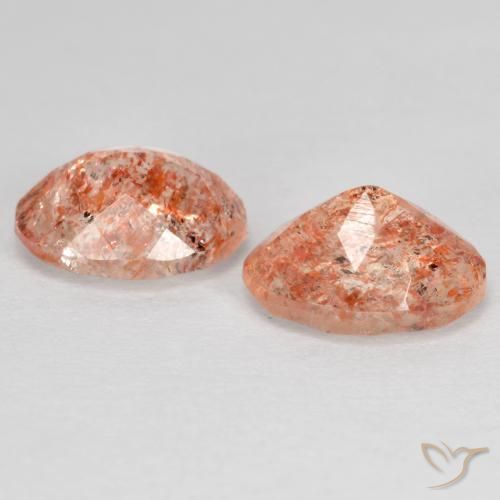 Sunstone Gemstones in 8.3 x 6.3 mm Size for Sale, Sunstone Stones in Peach Orange Color