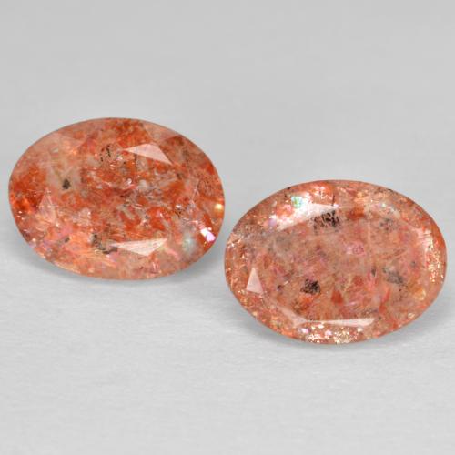 Reddish Orange Sunstone Gem - 1.3ct Oval Facet (ID: 570002)