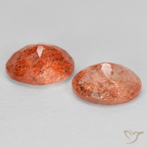 Sunstone Gemstones in 8 x 6 mm (calibrated) Size for Sale, Sunstone Stones in Grapefruit Orange Color