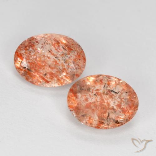 2 ct Orange Sunstone, 7.9 x 6.1 mm Oval Cut From India, Photo A