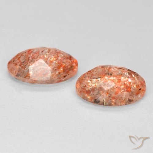 Sunstone Gemstones in 8 x 6 mm (calibrated) Size for Sale, Sunstone Stones in Reddish Orange Color