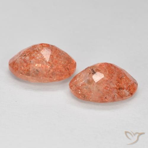 Sunstone Gemstones in 8 x 6 mm (calibrated) Size for Sale, Sunstone Stones in Grapefruit Orange Color