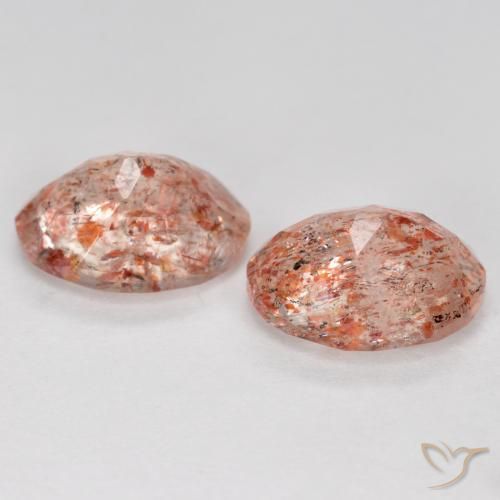 Sunstone Gemstones in 8.2 x 6.4 mm Size for Sale, Sunstone Stones in Peach Orange Color
