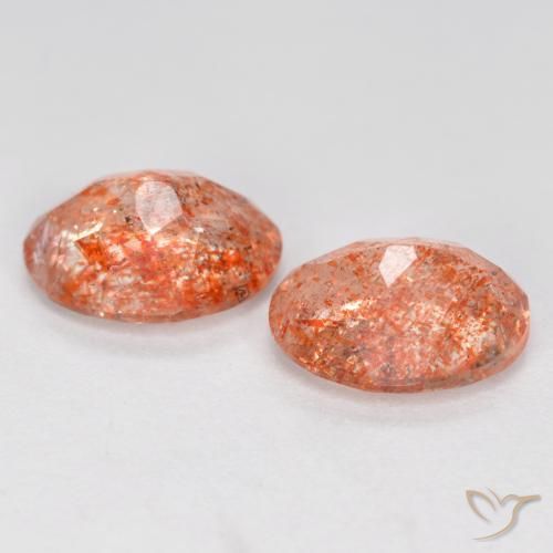 Sunstone Gemstones in 8 x 6 mm (calibrated) Size for Sale, Sunstone Stones in Reddish Orange Color