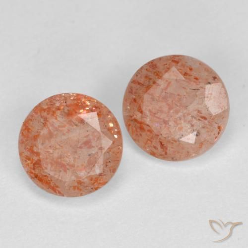 1.51 ctw Orange Sunstone Stones, Natural Sunstone in Round Facet Shape for Sale
