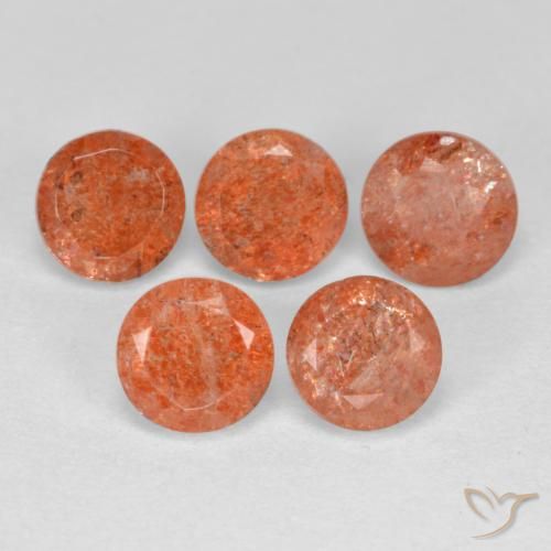Красновато-оранжевый Солнечный Камень Камень - 0.6ct Круглая Фасетная Огранка (ID: 572174)