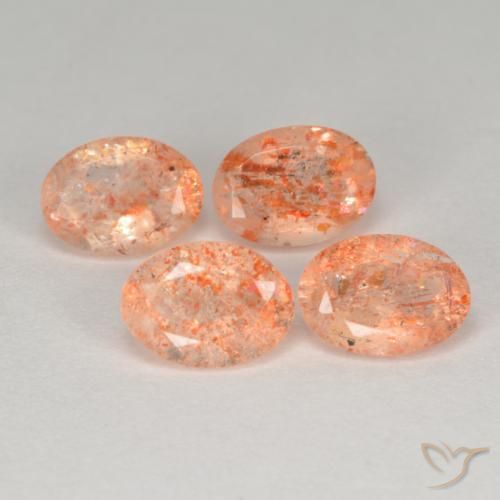 3.38 ctw Orange Sunstone Stones, Natural Sunstone in Oval Facet Shape for Sale