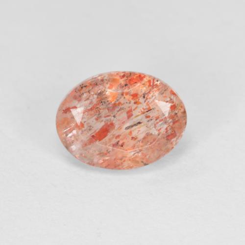 1.30 ct Orange Sunstone Gemstone, Sunstone Gem in Oval Facet Shape for Sale.