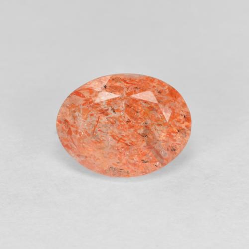 1.37 ct Orange Sunstone Gemstone, Sunstone Gem in Oval Facet Shape for Sale.
