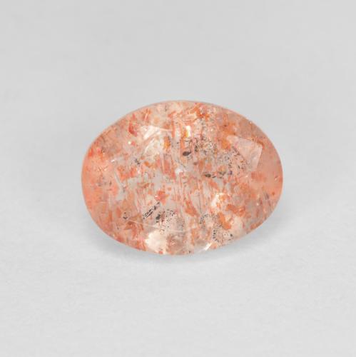 1.32ct Oval Facet Orange Sunstone from India, Dimension 8 x 6.1mm, Natural untreated Gemstone, Translucent Clarity, 1 piece Sunstone in Ginger Orange Color, Mohs Hardness of 6 - 6.5, Photo A