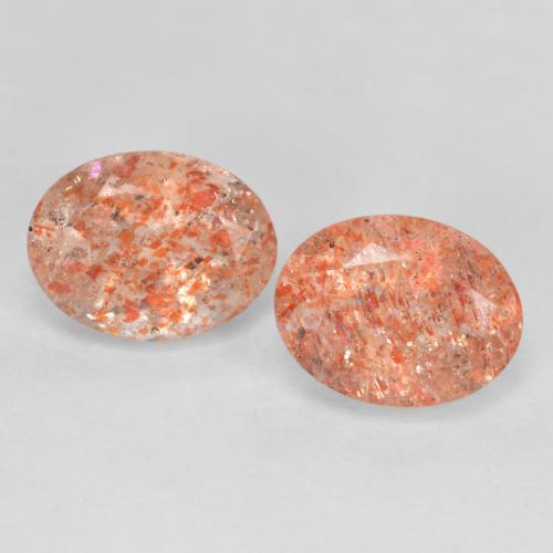 2.86 ctw Orange Sunstone Gemstones, Sunstone Gems in Oval Facet Shape for Sale.