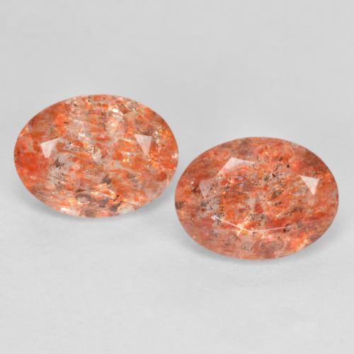 Reddish Orange Sunstone Gem - 1.2ct Oval Facet (ID: 593625)