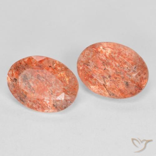 2.25 ctw Orange Sunstone Stones, Natural Sunstone in Oval Facet Shape for Sale