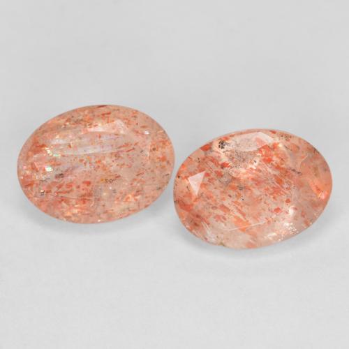 Peach Orange Sunstone Gem - 1.3ct Oval Facet (ID: 593627)