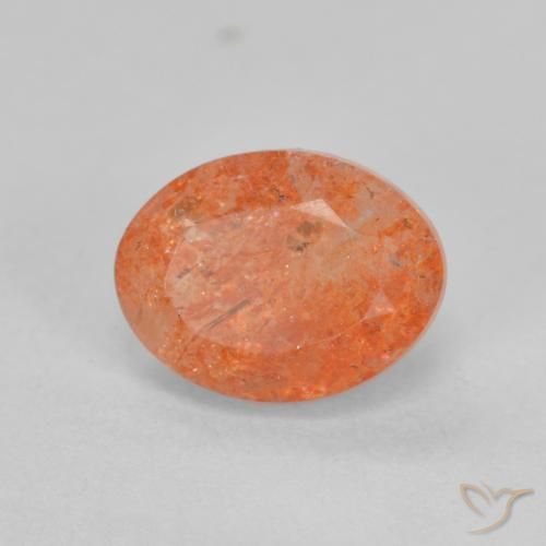 1.49 ct Orange Sunstone Stone, Natural Sunstone in Oval Facet Shape for Sale