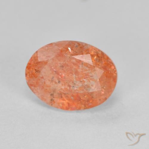 1.45 ct Orange Sunstone Stone, Natural Sunstone in Oval Facet Shape for Sale