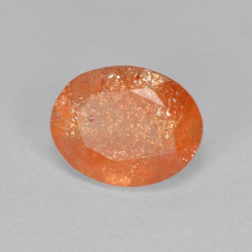 1.31 ct Orange Sunstone Gemstone, Sunstone Gem in Oval Facet Shape for Sale.