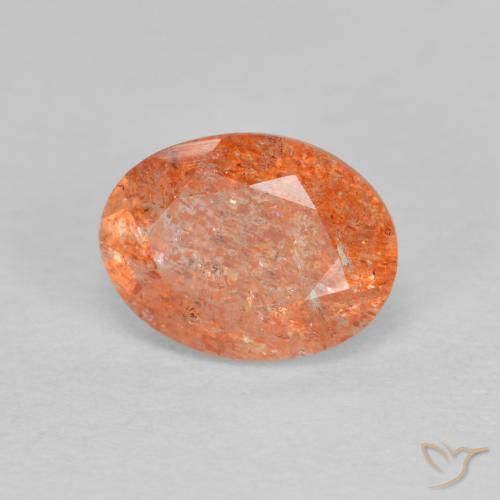 1.29 ct Orange Sunstone Stone, Natural Sunstone in Oval Facet Shape for Sale