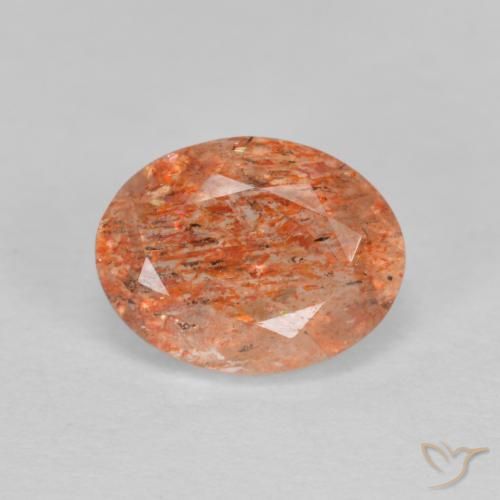 1.41ct Natural Grapefruit Orange Sunstone, Oval, Translucent