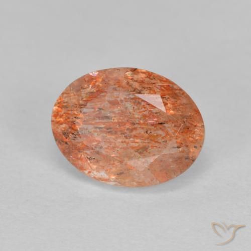 1.41 ct Orange Sunstone Stone, Natural Sunstone in Oval Facet Shape for Sale