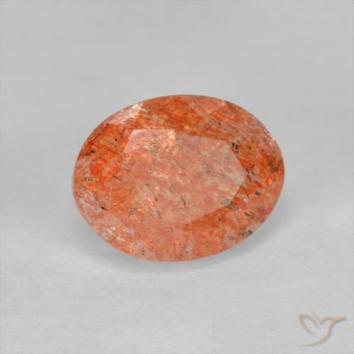 1.41 ct Orange Sunstone Stone, Natural Sunstone in Oval Facet Shape for Sale