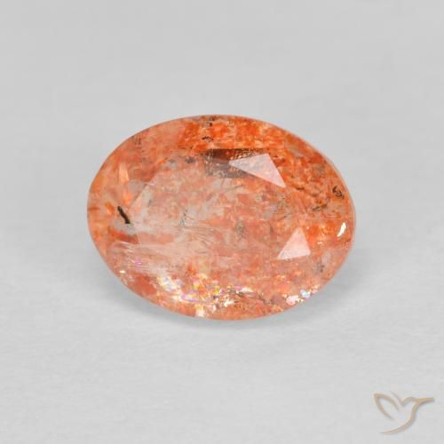 1.41 ct Orange Sunstone Stone, Natural Sunstone in Oval Facet Shape for Sale