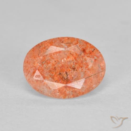 1.34ct Natural Reddish Orange Sunstone, Oval, Translucent