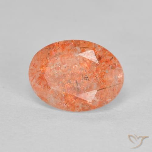 1.34 ct Orange Sunstone Stone, Natural Sunstone in Oval Facet Shape for Sale