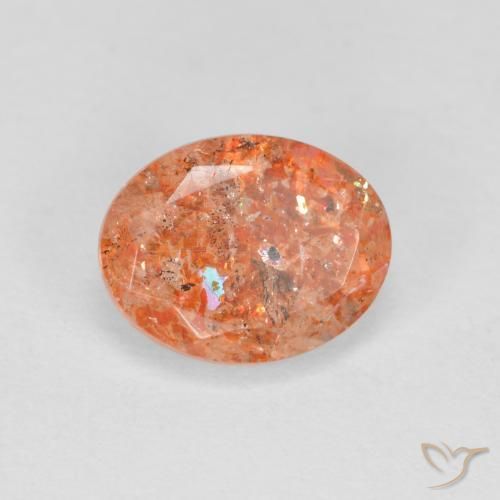 1.22 ct Orange Sunstone Stone, Natural Sunstone in Oval Facet Shape for Sale