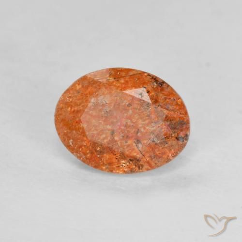 1.30 ct Orange Sunstone Stone, Natural Sunstone in Oval Facet Shape for Sale