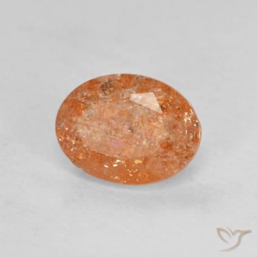 1.25 ct Orange Sunstone Stone, Natural Sunstone in Oval Facet Shape for Sale