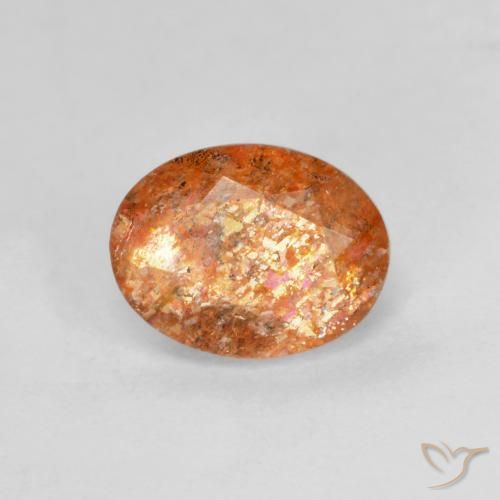1.31 ct Orange Sunstone, 8 x 6.2 mm Oval Cut From India, Photo A