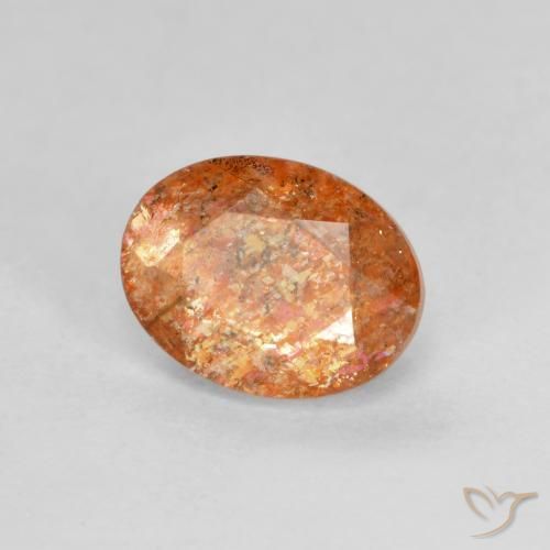 1.31 ct Orange Sunstone Stone, Natural Sunstone in Oval Facet Shape for Sale